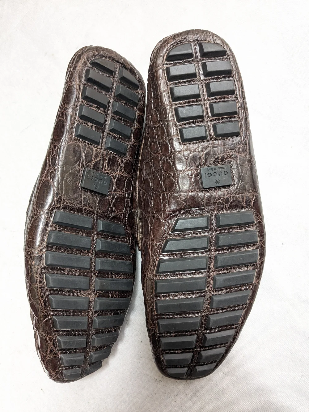 Gucci Driving Horsebit Loafers Brown Crocodile Leather Men US 13.5 Exotic